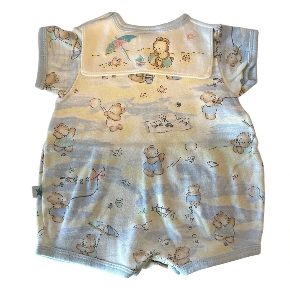 Vintage Little Me Baby One Piece Romper Size 6M Teddy Bears Beach USA Made